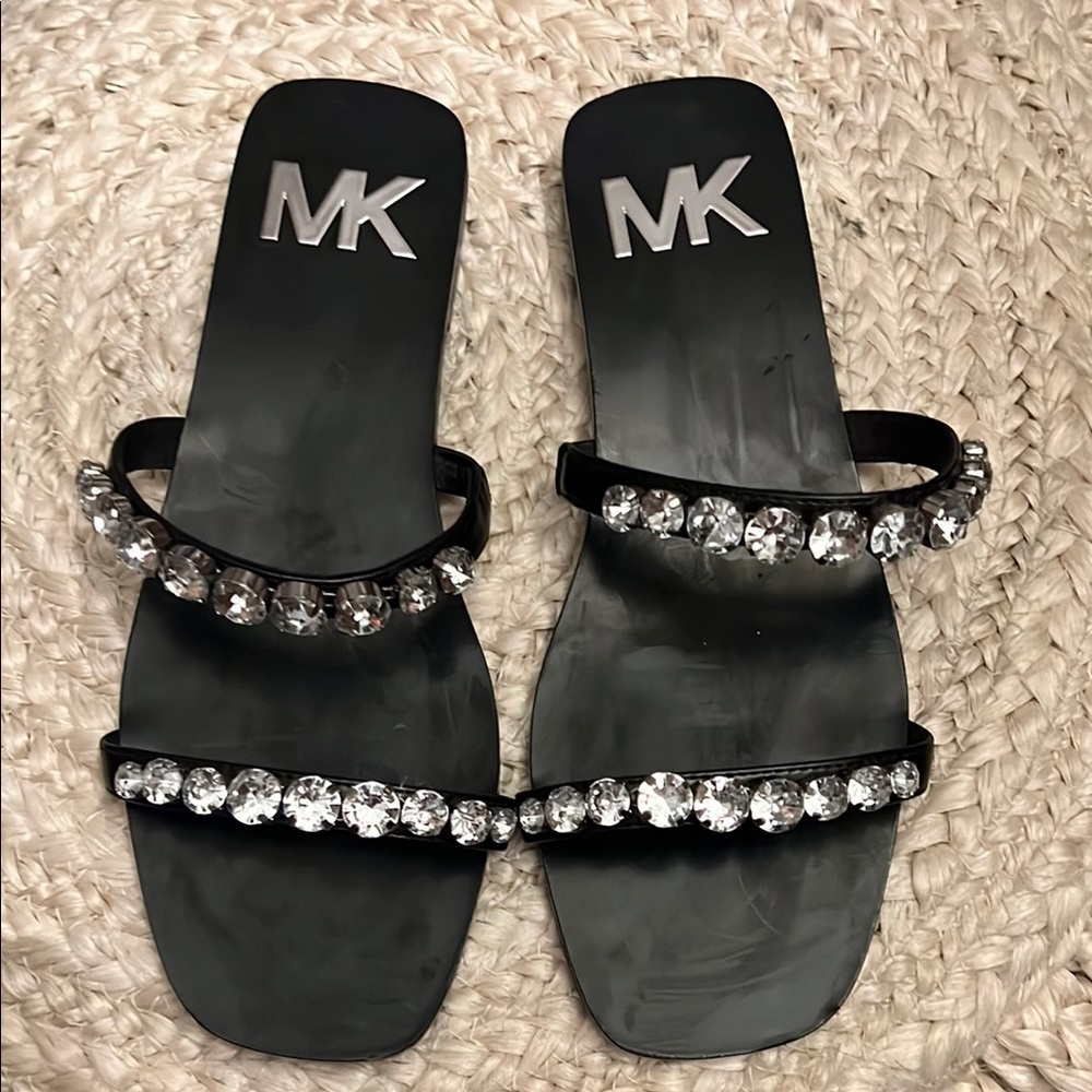 Michael Kors Black Sandals with Rhinestone Accents size 8.5